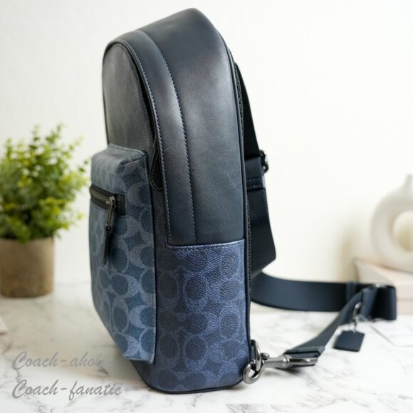 NWT Coach CBI92 West Pack In Blocked Signature Canvas Denim/Light Denim - Picture 4 of 8